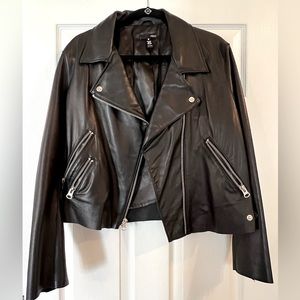 AQUA Brand - Genuine Leather Moto Jacket. Size L